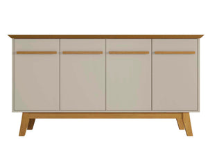 Manhattan Comfort Yonkers 62.99” Sideboard with Solid Wood Legs & 2 Cabinets - Off White & Cinnamon Buffet