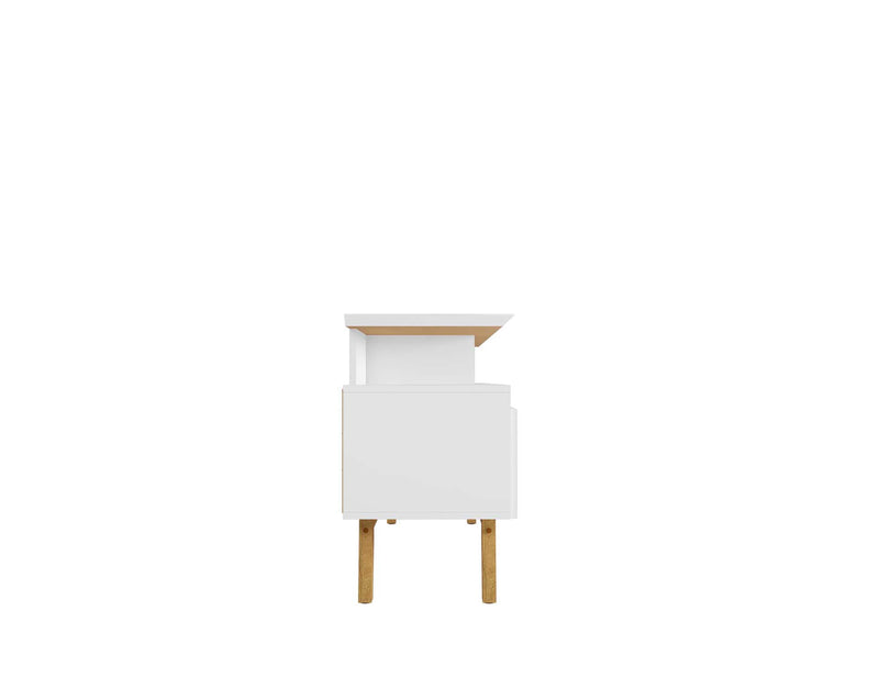 Manhattan Comfort Yonkers 62.99\" TV Stand with Solid Wood Legs & 6 Media Storage Compartments - White