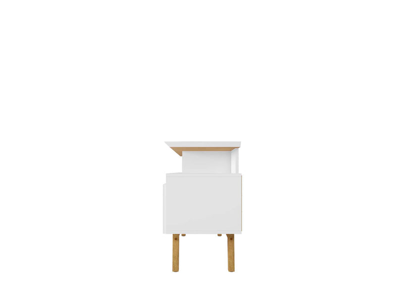 Manhattan Comfort Yonkers 62.99\" TV Stand with Solid Wood Legs & 6 Media Storage Compartments - White