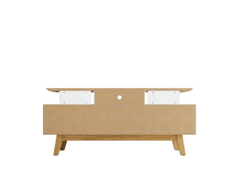 Manhattan Comfort Yonkers 62.99\" TV Stand with Solid Wood Legs & 6 Media Storage Compartments - White
