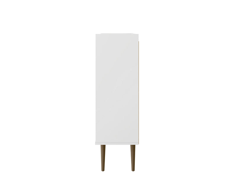 Manhattan Comfort Bogart Mid-Century Modern Accent Cabinet - White & Natural