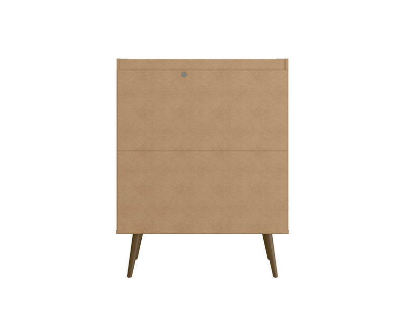 Manhattan Comfort Bogart Mid-Century Modern Accent Cabinet - White & Natural