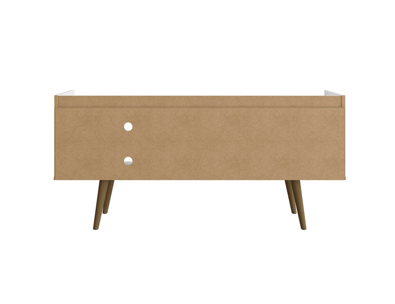 Manhattan Comfort Bogart 53.54\" Mid-Century Modern TV Stand - White & Natural