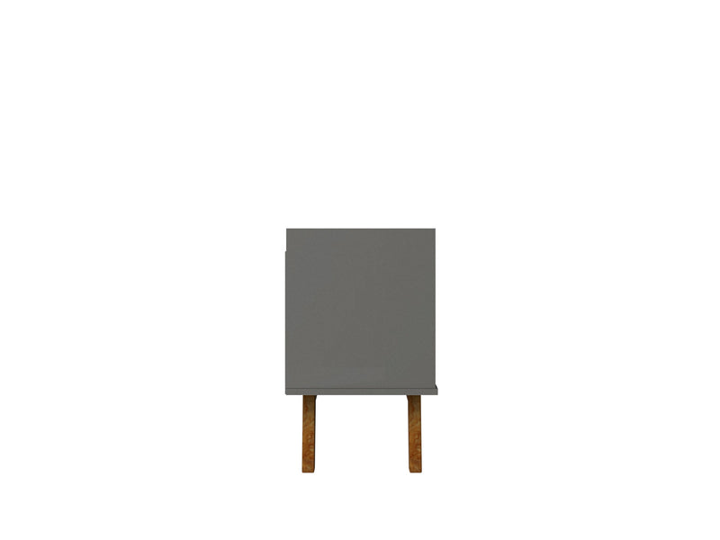Manhattan Comfort Mid-Century Modern Marcus 62.99\" TV Stand with Solid Wood Legs - Grey & Natural