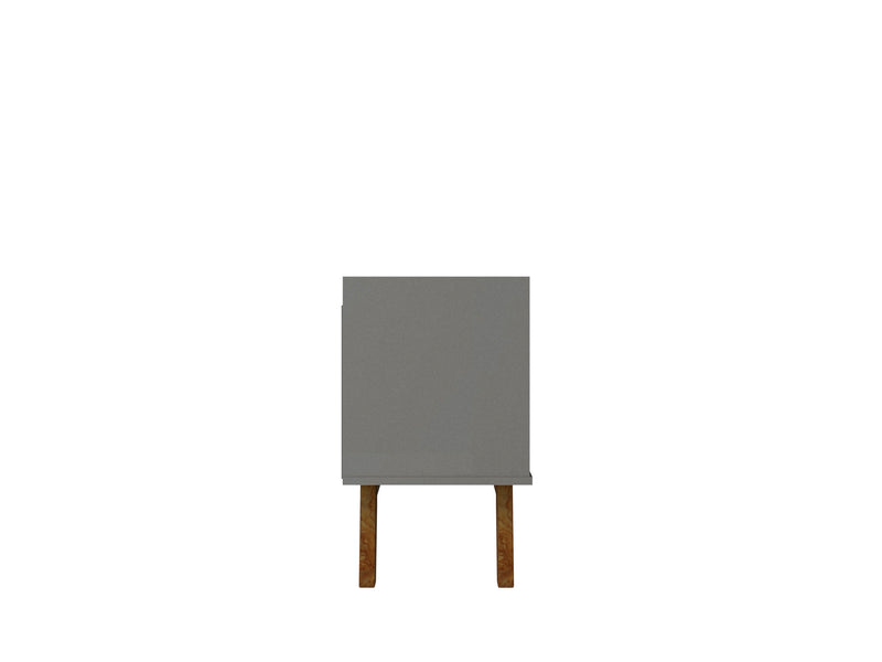 Manhattan Comfort Mid-Century Modern Marcus 70.86\" TV Stand with Solid Wood Legs - Grey & Natural
