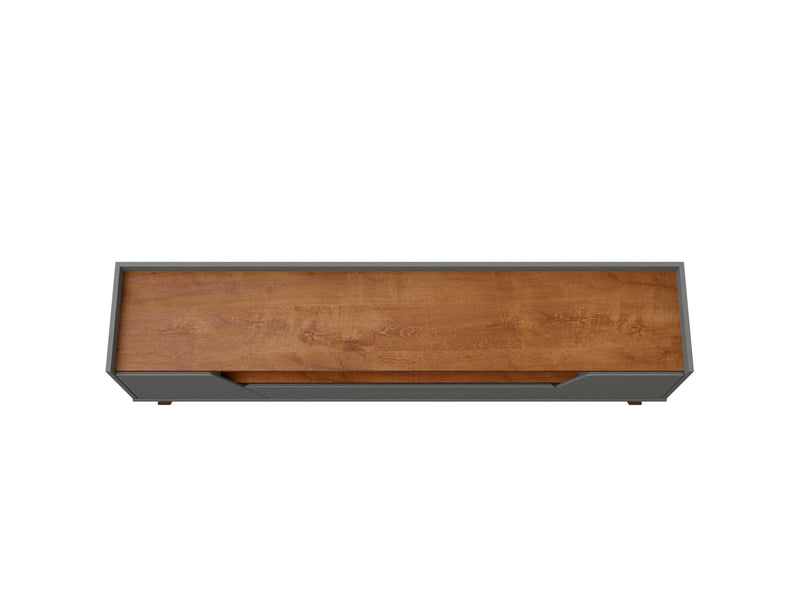 Manhattan Comfort Mid-Century Modern Marcus 70.86\" TV Stand with Solid Wood Legs - Grey & Natural
