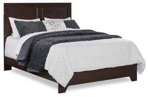 Yorkdale Panel Bed with Headboard & Frame, Made in Canada, Brown - Queen Size