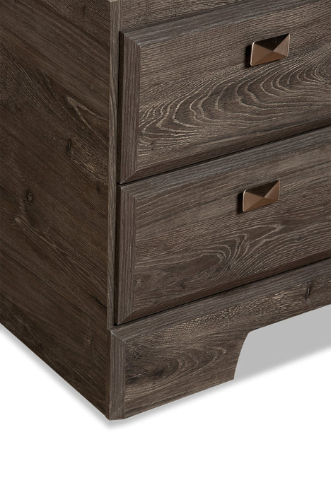 Yorkdale 6pc Bedroom Set with 12-Drawer Storage Bed, Dresser, Mirror & Nightstand, Grey - Queen Size