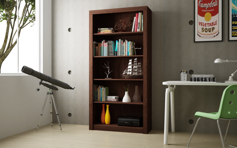 Manhattan Comfort Classic Olinda Bookcase with 5-Shelves - Nut Brown