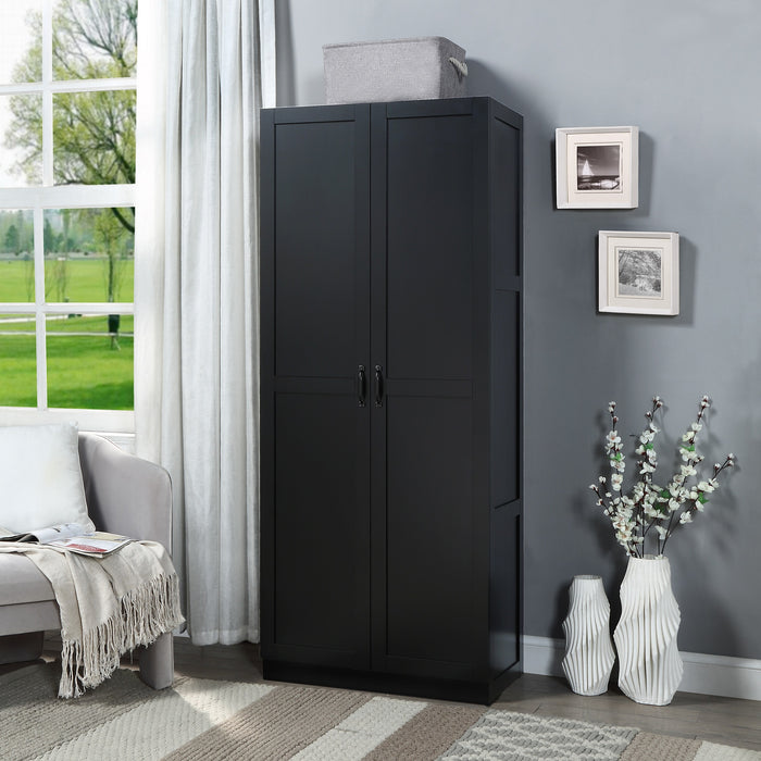 Manhattan Comfort Hopkins Modern Freestanding Storage Closet with 7 Shelves - Black