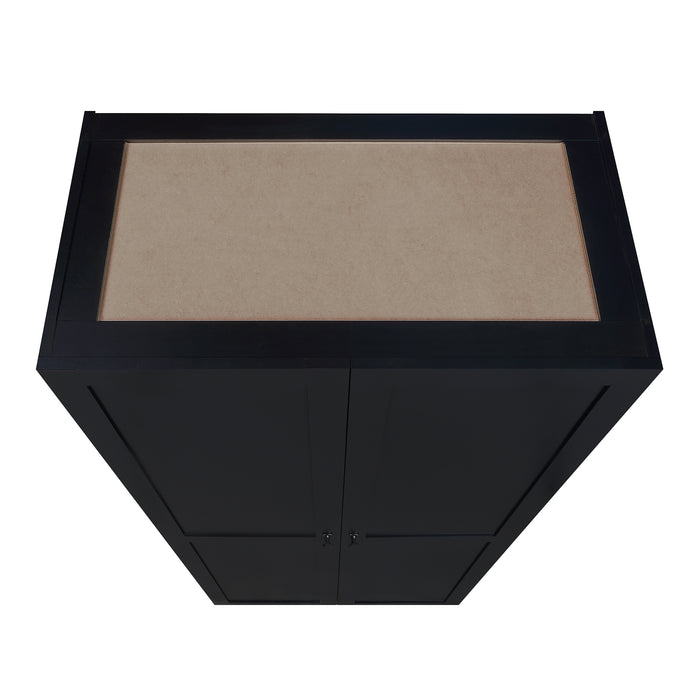 Manhattan Comfort Hopkins Modern Freestanding Storage Closet with 7 Shelves - Black