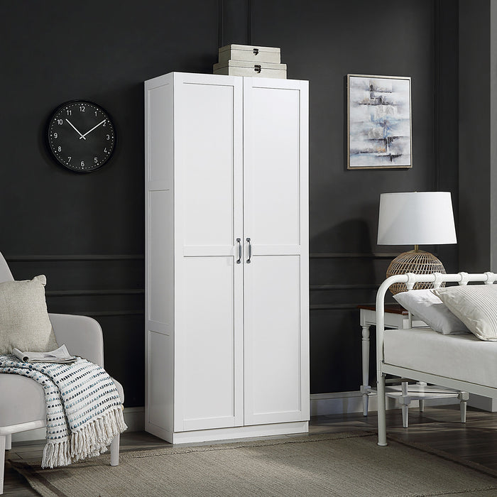 Manhattan Comfort Hopkins Modern Freestanding Storage Closet with 7 Shelves - White
