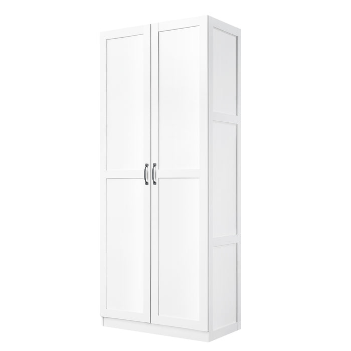 Manhattan Comfort Hopkins Modern Freestanding Storage Closet with 7 Shelves - White