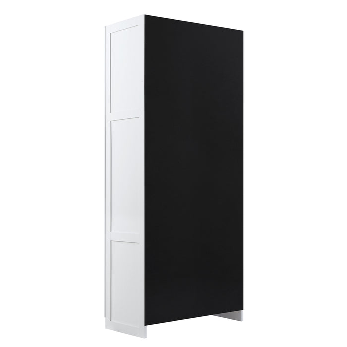 Manhattan Comfort Hopkins Modern Freestanding Storage Closet with 7 Shelves - White