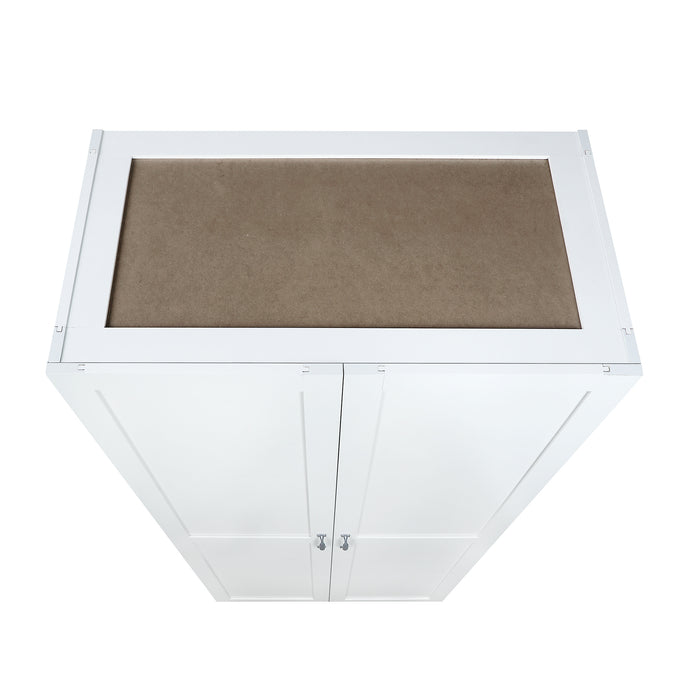 Manhattan Comfort Hopkins Modern Freestanding Storage Closet with 7 Shelves - White