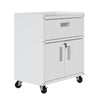 Manhattan Comfort Fortress Textured Metal 31.5\" Garage Mobile Cabinet with Drawer & 2 Adjustable Shelves - White