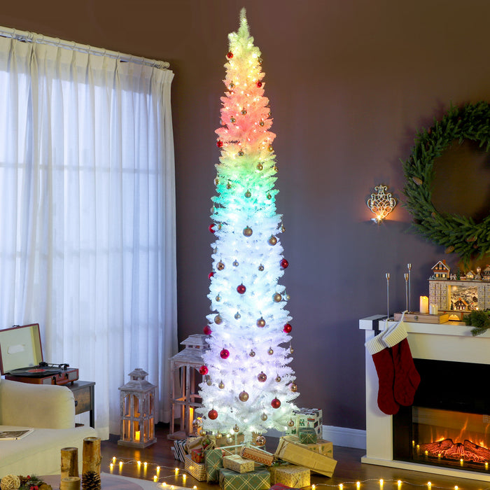 HOMCOM 9ft Christmas Tree with DIY Synchronized LEDs, Xmas Tree, White