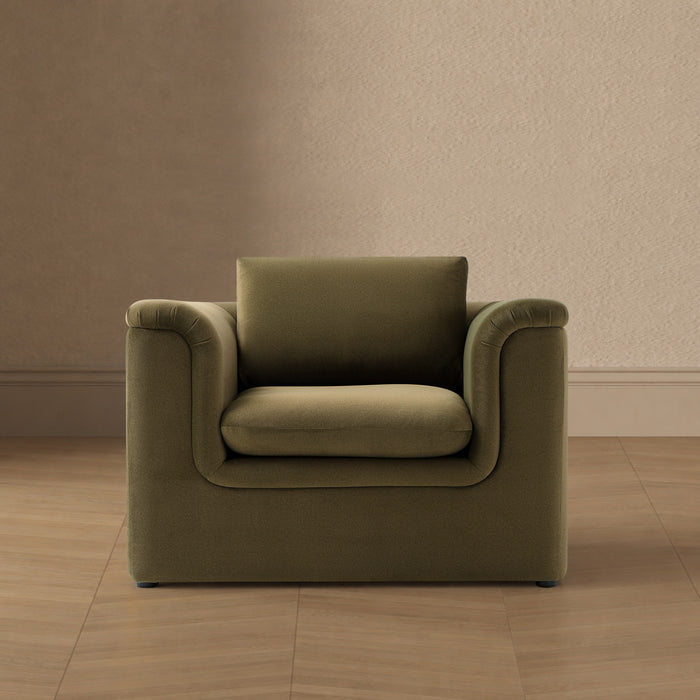 Haven Contemporary Modern Upholstered Accent Chair in Forest Green