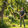 Outsunny 2-In-1 Manual Pole Saw, Hand Pruning Saw, Secateurs with Safety Lock, 6.5ft Aluminium Telescopic Pole Pruner with Sharp Blade for Palms, Shrubs, High Branches Trimming