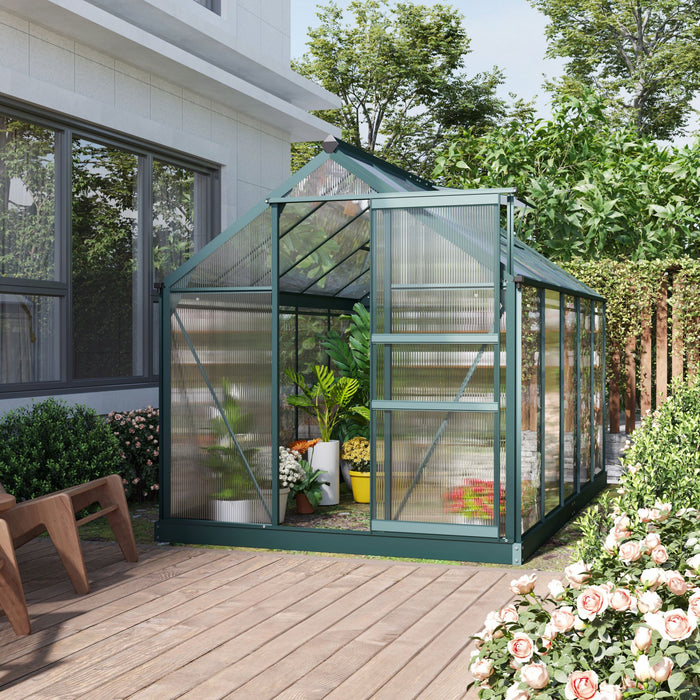 Outsunny 10.2' X 6.3' X 6.6' Clear Polycarbonate Greenhouse Large Walk-in Green House Garden Plants Grow Galvanized Base Aluminium Frame W/ Slide Door