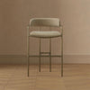 Serene Mid-Century Modern Metal Upholstered Counter Stool in Taupe | Tabouret de comptoir moderne du milieu du siecle en metal et tissu, coloris taupe, Serene