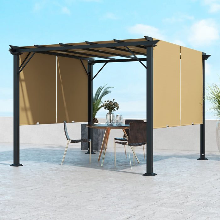 Outsunny 10' X 10' Retractable Pergola Canopy For Backyard, Garden, Brown