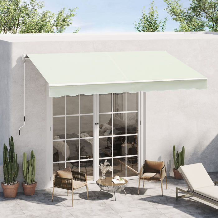 Outsunny 10' X 8' Manual Retractable Awning Shelter W/ Crank, Cream White
