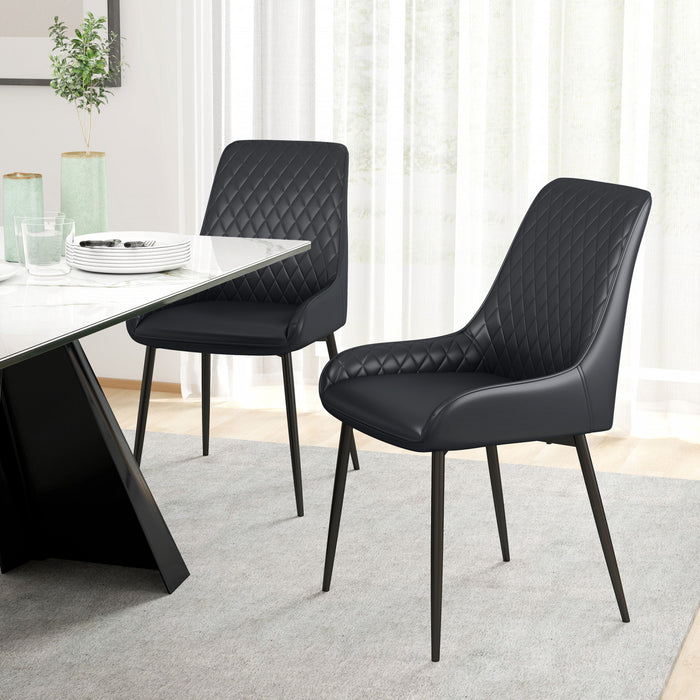 HOMCOM Dining Chairs Set of 2, PU Leather Kitchen Chairs with Steel Legs