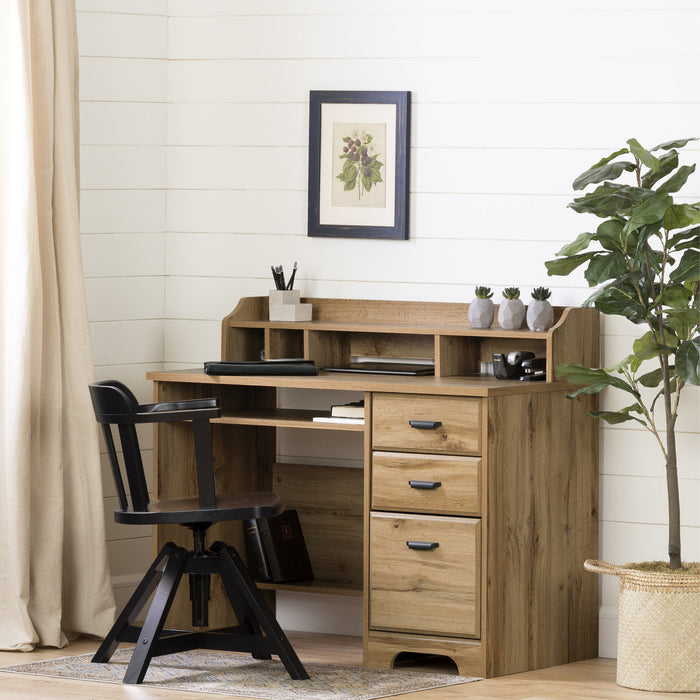 Versa Computer Office Desk With Hutch - Nordik Oak 