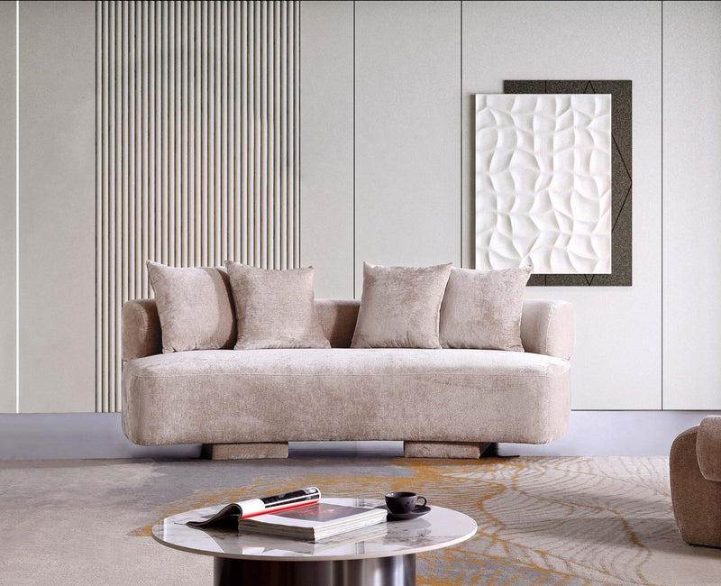 Verandah Mid-Century Modern 91\" Chenille Sofa in Beige