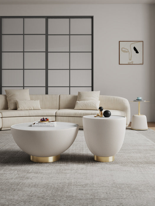 Anderson Modern 3-Piece Coffee Table & End Table Set in Cream