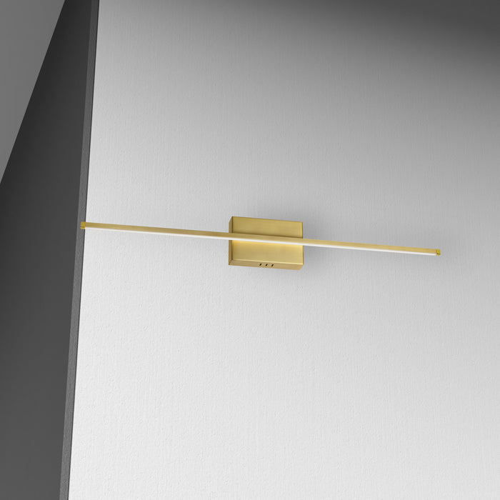 Dainolite Array LED Wall Sconce Horizontal 30w Aged Brass White Acrylic Diffuser Lamp