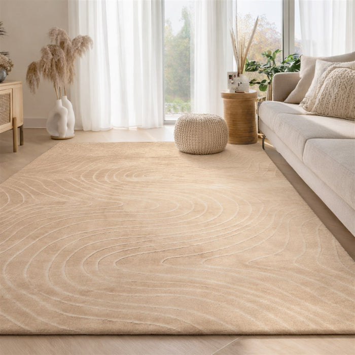 Somos Contemporary Beige Washable Rug 9'0\" x 12'0\" Indoor Area Rug