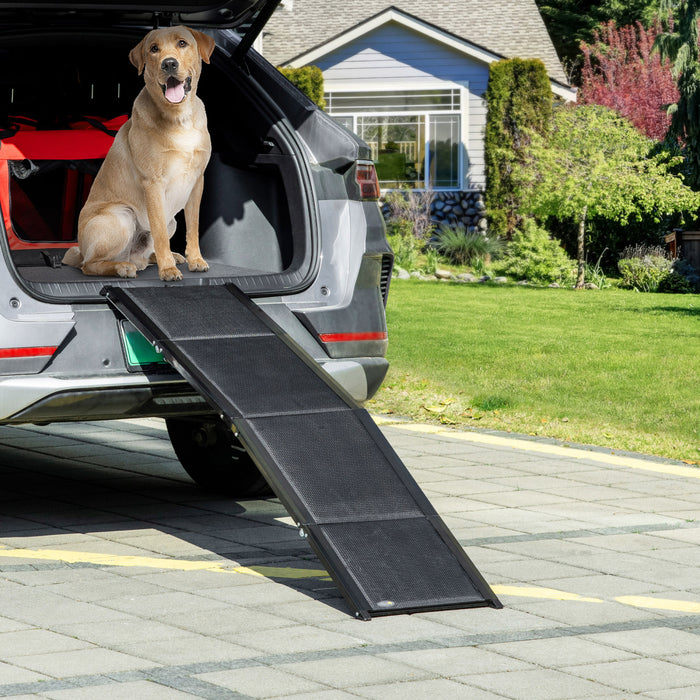 Pawhut Folding Pet Ramp, 62 Inch Lightweight Portable Dog Ramp For Extra Large Dogs, Non-slip Surface For Cars, Trucks And Suvs, Black