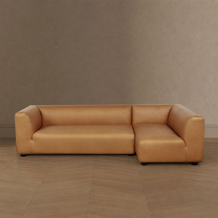 Lukas Contemporary Modern 118\" Right-Facing 2-Piece Sectional Sofa in Camel