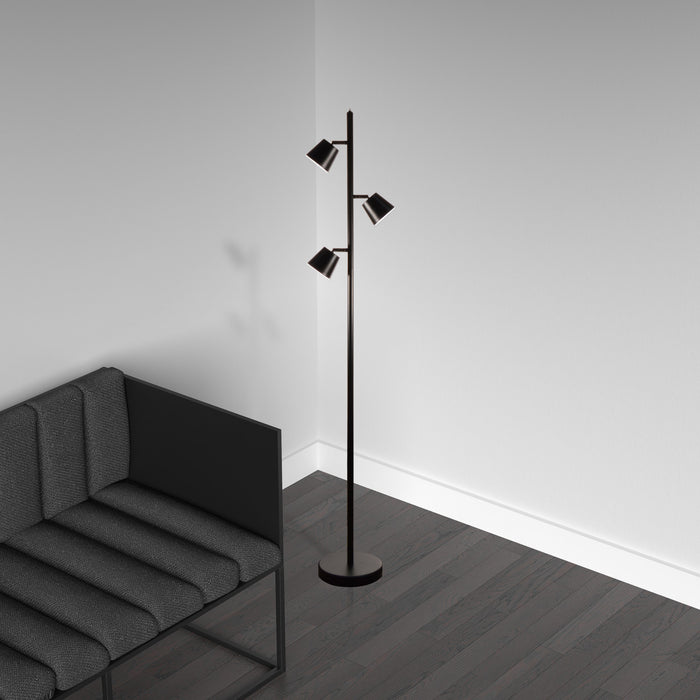 Dainolite Modern 3 Light LED Floor Lamp Matte Black Finish