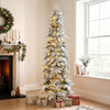 HOMCOM 7ft Prelit Flocked Christmas Tree, Downswept Hinged Xmas Tree