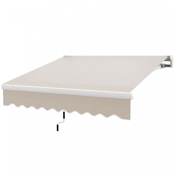 8'x7' Manual Retractable Sun Shade Patio Awning Canopy Shelter, Beige