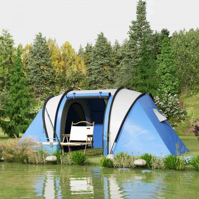 Outsunny Camping Tent with 2 Bedrooms and Living Area, 3000mm Waterproof