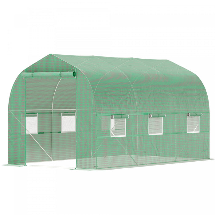 Outsunny 6.6' X 11' X 7' Walk-in Greenhouse Outdoor Plant Tunnel, Green