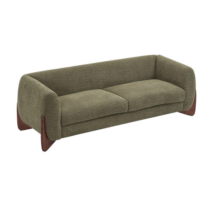 Harold 82.75\" Wood Boucle Sherpa 3-Seater Sofa,Olive Green Loveseat