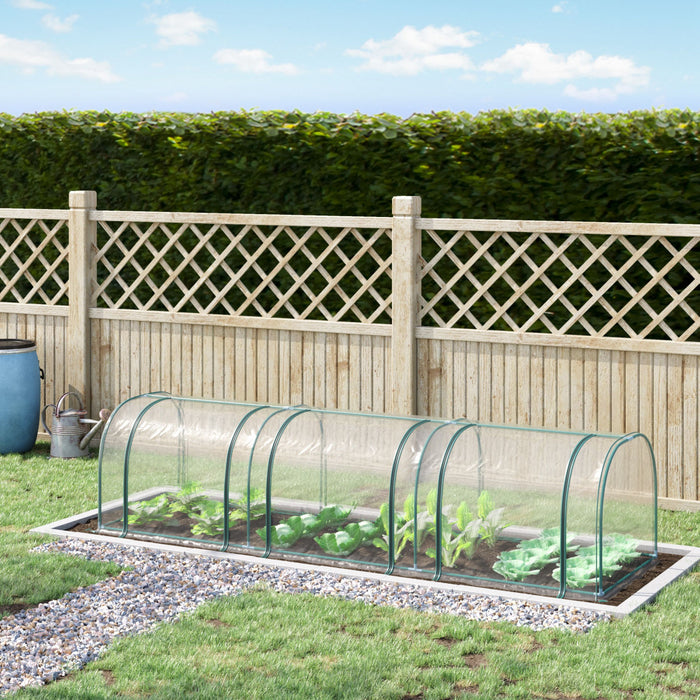 Outsunny 11.5' X 3' X 2.5' Portable Mini Tunnel Greenhouse With 3 Zipped Doors, Portable Small Green House, Easy Assembly, Clear