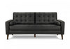 Upholstered Sofa, 75"L, Decorative Pillows, Solid Wood Legs, Black Leather-Look, Modern Sofa | Sofa Rembourre, 75"L, Coussins Decoratifs, Pieds En Bois Massif, Aspect Cuir Noir, Moderne