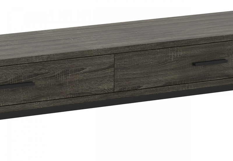 48” Modern Console Table With 2 Drawers - Dark Grey Wood With Black Metal