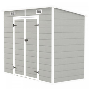 Outsunny 8' X 4' Outdoor Storage Shed, Resin Shed With Floor, Light Grey
