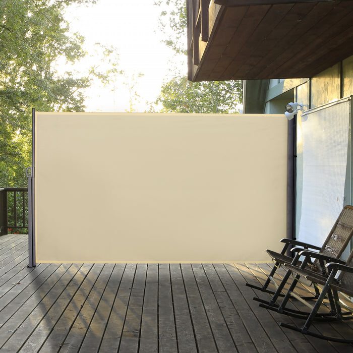 Outsunny 118\" X 71\" Retractable Side Awning Folding Privacy Screen Cream