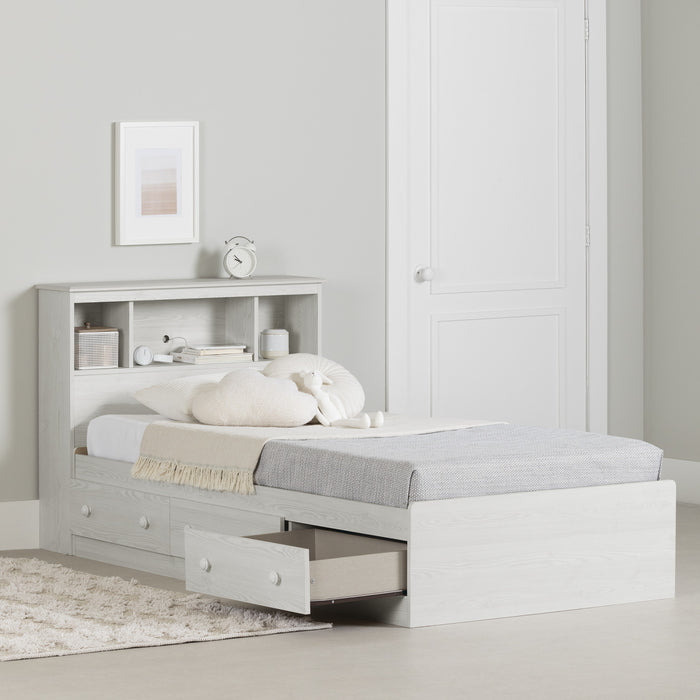 Summer Breeze Storage Bed And Bookcase Headboard Set White Pine - South Shore