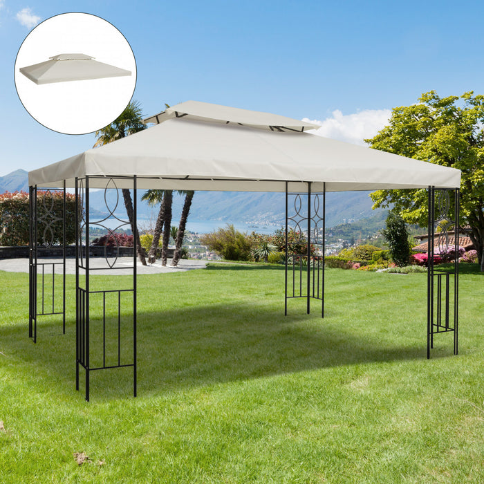 Outsunny 13.1' X 9.8' Gazebo Replacement Canopy 2 Tier Top Uv Cover Pavilion Garden Patio Outdoor, Cream White (top Only)