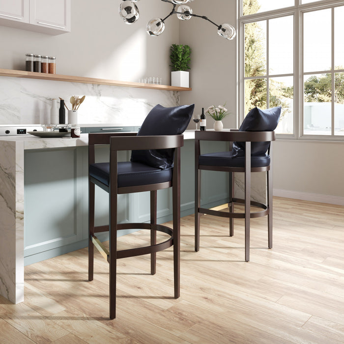 Ritz Mid-Century Modern Wood Upholstered Counter Stool in Black - Set of 2