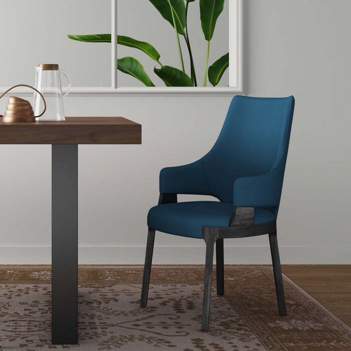 Kara Modern Wood Upholstered Dining Chair in Blue